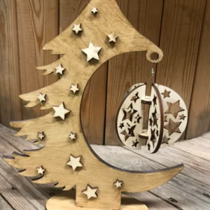 Alberello di Natale in legno con pallina 3D