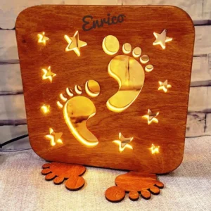 Lampada bimbo/a con piedini/manine e stelle